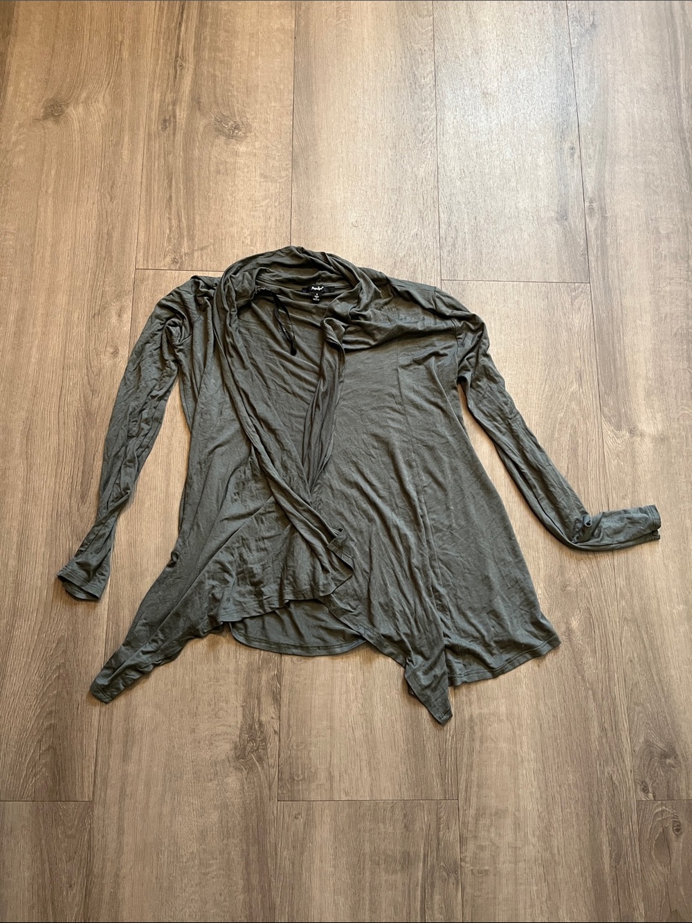 Papaya Olive Green Draped Long-Sleeve Tunic